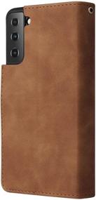 img 3 attached to ZZXX Samsung Galaxy S21 Wallet Case With Card Slot Premium Soft PU Leather Zipper Flip Folio Wallet With Wrist Strap Kickstand Protective For Samsung Galaxy S21 Case(Brown 6