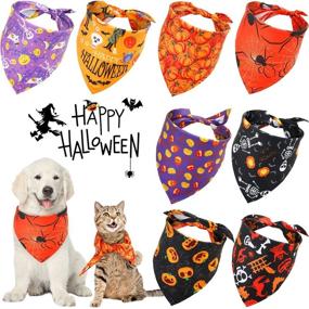 img 4 attached to 🎃 Halloween Dog Bandana Set: 8 Pieces of Festive Pet Kerchief Scarfs for Cats and Dogs