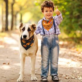 img 2 attached to 🎃 Halloween Dog Bandana Set: 8 Pieces of Festive Pet Kerchief Scarfs for Cats and Dogs