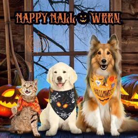 img 3 attached to 🎃 Halloween Dog Bandana Set: 8 Pieces of Festive Pet Kerchief Scarfs for Cats and Dogs