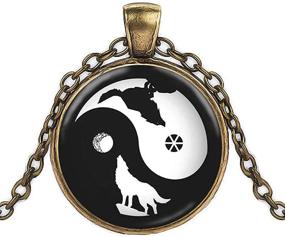 img 1 attached to 🐺 Exquisite Yin-Yang Wolf Pendant Chain Necklace (FOY-MALL Metal Glass XL1592N)