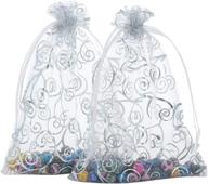 🎁 anleolife 50pcs sheer organza wedding favor bags for holidays and showers - transparent 6"x8" pouches for bottle, cookies, candy, lipstick, and gifts logo