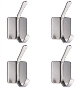 img 2 attached to 🔗 Set of 4 Stainless Steel Self-Adhesive Wall Hooks for Hanging, Ideal for Bathroom, Kitchen, Curtain, Door – Robe, Coat, Hat, Towel, Key Hooks