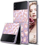 🐆 aigomara clear samsung galaxy z flip 3 5g case: pink leopard print design with slim hard pc shookproof protection and anti-drop feature logo