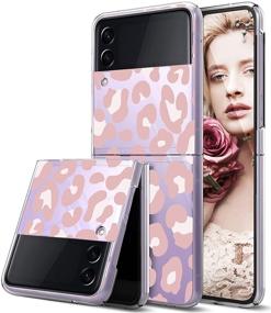 img 4 attached to 🐆 AIGOMARA Clear Samsung Galaxy Z Flip 3 5G Case: Pink Leopard Print Design with Slim Hard PC Shookproof Protection and Anti-Drop Feature