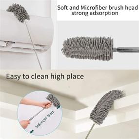 img 3 attached to 🧹 Telescopic Microfiber Duster Set with Detachable Extension Pole – KissDate 4PCS Washable Cobweb Duster Chenille Dust Brush for Ceiling Fan, Blinds, Car, Gap, Furniture