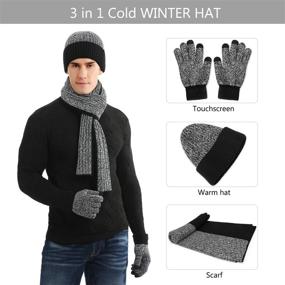 img 2 attached to 🧣 DTBG Winter Hat Beanie Warm Knit Gloves Scarf Set Soft Thick Slouchy Knitted Hat Men's Gloves