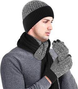 img 3 attached to 🧣 DTBG Winter Hat Beanie Warm Knit Gloves Scarf Set Soft Thick Slouchy Knitted Hat Men's Gloves