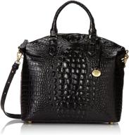 stylish and spacious: brahmin large duxbury satchel for women - black handbags, wallets, and top-handle bags logo