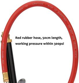 img 1 attached to Measureman Heavy Duty Bayonet Style Tire Inflator: Sturdy Aluminum Body, 20&#34; Red Hose, Clip On Air Chuck, Aluminum Slide - Range 10-130psi/kpa