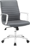 💺 modway finesse gray ribbed faux leather mid back ergonomic swivel computer desk: features and benefits logo