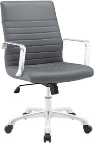 img 3 attached to 💺 Modway Finesse Gray Ribbed Faux Leather Mid Back Ergonomic Swivel Computer Desk: Features and Benefits