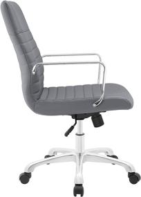 img 2 attached to 💺 Modway Finesse Gray Ribbed Faux Leather Mid Back Ergonomic Swivel Computer Desk: Features and Benefits