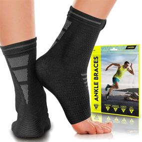 img 4 attached to Langov Ankle Brace Support for Men & Women (Pair) - Best Compression Sleeve Socks for Foot, Sprained Ankle, Achilles Tendonitis Recovery - Reduce Swelling, Heel Pain - Nano Socks