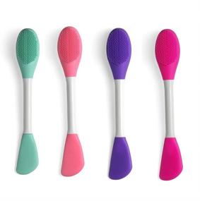 img 4 attached to 🧖 Get Perfect Skin with LASSKY 4PCS Multicolor Double-Ended Silicone Face Mask Brush and Cleansing Tool