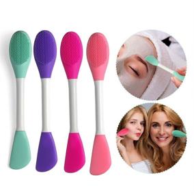 img 1 attached to 🧖 Get Perfect Skin with LASSKY 4PCS Multicolor Double-Ended Silicone Face Mask Brush and Cleansing Tool