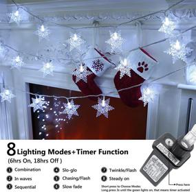 img 3 attached to Toodour Snowflake Christmas Lights: 29.5ft 60 LED Snowflake Fairy Lights for 🎄 Indoor/Outdoor Decor, 8 Modes, Waterproof - Perfect for Wedding, Party, Christmas Tree Decorations