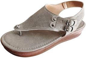 img 2 attached to Women's Leather Ring Toe Flip Flops: 👡 Summer Orthopedic Sandals for Casual Bunion Correction Slippers