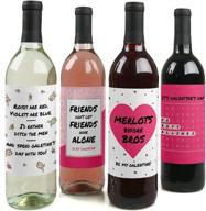 valentine's day wine bottle label stickers - be my galentine gift for women and men - set of 4 by big dot of happiness логотип