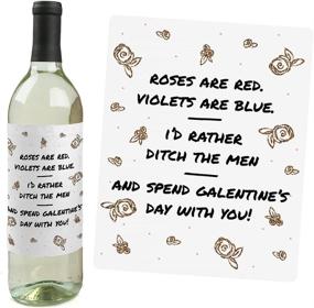 img 3 attached to Valentine's Day Wine Bottle Label Stickers - Be My Galentine Gift for Women and Men - Set of 4 by Big Dot of Happiness