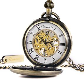 img 2 attached to 🕰️ TREEWETO Mechanical Pocket Watch for Men - Skeleton Movement