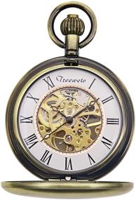 img 4 attached to 🕰️ TREEWETO Mechanical Pocket Watch for Men - Skeleton Movement