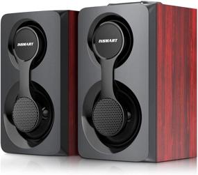 img 4 attached to 🔊 10W Triple Channel Computer Speakers - Wired and Bluetooth 5.0, Wooden Design, Volume Control - for PC/Laptops/Desktops/Phone/Ipad/Game Machine