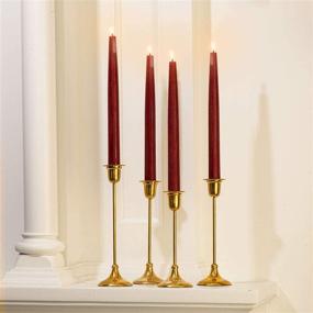 img 4 attached to 🕯️ Red Flameless Taper Candles with Remote - Realistic 3D Flame LED Candlesticks, Burgundy Real Wax, Perfect for Thanksgiving or Farmhouse Decor. Set of 4 with Automatic Timer & Batteries Included