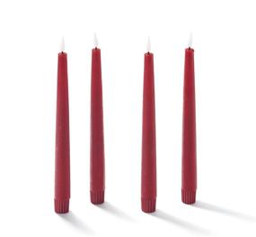 img 2 attached to 🕯️ Red Flameless Taper Candles with Remote - Realistic 3D Flame LED Candlesticks, Burgundy Real Wax, Perfect for Thanksgiving or Farmhouse Decor. Set of 4 with Automatic Timer & Batteries Included