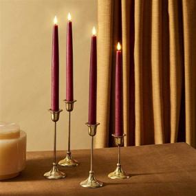 img 1 attached to 🕯️ Red Flameless Taper Candles with Remote - Realistic 3D Flame LED Candlesticks, Burgundy Real Wax, Perfect for Thanksgiving or Farmhouse Decor. Set of 4 with Automatic Timer & Batteries Included