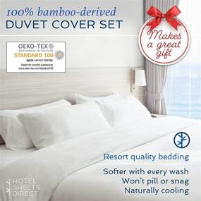 img 3 attached to Queen Size Hotel Sheets Direct Bamboo Duvet Cover Set - Ultra Soft & Luxurious - 1 Duvet Cover, 2 Pillow Shams with Corner Ties and Zipper Closure - White