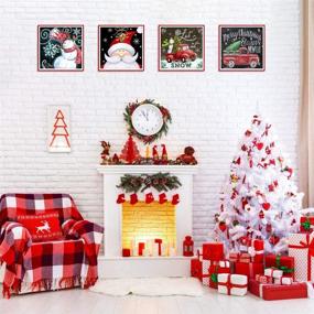 img 3 attached to Christmas Diamond Painting Kits for Adults - 4 Packs, 5D Full Drill - Snowman Wall Decor - 12 x 12 Inch - Craft Gift Ideas - White