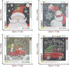 img 1 attached to Christmas Diamond Painting Kits for Adults - 4 Packs, 5D Full Drill - Snowman Wall Decor - 12 x 12 Inch - Craft Gift Ideas - White