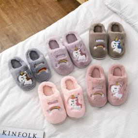 img 1 attached to 🦄 Cozy and Cute: Kids Unicorn Slippers for Winter - Warm Cotton Plush Indoor Shoes | Anti-Slip House Shoes for Girls and Boys (9.5-13 Little Kid)