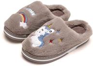 🦄 cozy and cute: kids unicorn slippers for winter - warm cotton plush indoor shoes | anti-slip house shoes for girls and boys (9.5-13 little kid) logo