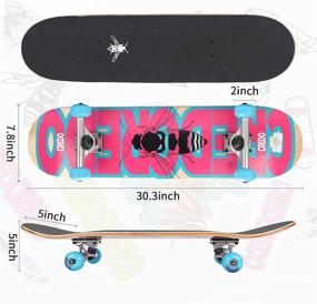 img 2 attached to 🛹 31x8 Standard Skateboard for Kids Ages 6-12 and Adults, 7-Layer Canadian Maple Double Kick Deck Skateboard for Extreme Sports & Outdoor Activities