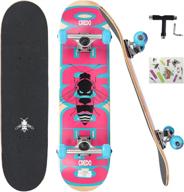 🛹 31x8 standard skateboard for kids ages 6-12 and adults, 7-layer canadian maple double kick deck skateboard for extreme sports & outdoor activities logo