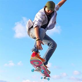 img 3 attached to 🛹 31x8 Standard Skateboard for Kids Ages 6-12 and Adults, 7-Layer Canadian Maple Double Kick Deck Skateboard for Extreme Sports & Outdoor Activities