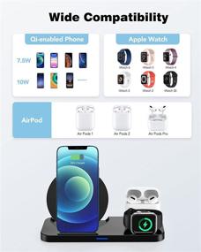 img 3 attached to 💫 3-in-1 Wireless Charger Stand for Apple Products - Fast Charging Station for iPhone 12 Pro, 11, XS Max, XR, X, 8, Apple Watch, and AirPods Pro