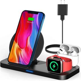 img 4 attached to 💫 3-in-1 Wireless Charger Stand for Apple Products - Fast Charging Station for iPhone 12 Pro, 11, XS Max, XR, X, 8, Apple Watch, and AirPods Pro