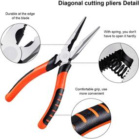 img 2 attached to 🔧 2-Piece Set of 6-Inch and 8-Inch Needle Nose Pliers with Fine Nippers - Long Nose Pliers with Anti-Slip Handles - Ideal Jewelry Making Tools for Precise Removal