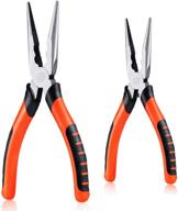 🔧 2-piece set of 6-inch and 8-inch needle nose pliers with fine nippers - long nose pliers with anti-slip handles - ideal jewelry making tools for precise removal logo