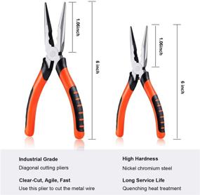 img 3 attached to 🔧 2-Piece Set of 6-Inch and 8-Inch Needle Nose Pliers with Fine Nippers - Long Nose Pliers with Anti-Slip Handles - Ideal Jewelry Making Tools for Precise Removal
