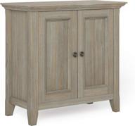 📦 simplihome amherst solid wood 32" wide transitional low storage cabinet in distressed grey, 2-panel doors, 2 spacious storage compartments with adjustable shelves logo