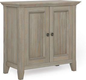 img 2 attached to 📦 SimpliHome Amherst Solid Wood 32" Wide Transitional Low Storage Cabinet in Distressed Grey, 2-Panel Doors, 2 Spacious Storage Compartments with Adjustable Shelves