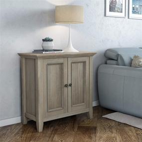 img 1 attached to 📦 SimpliHome Amherst Solid Wood 32" Wide Transitional Low Storage Cabinet in Distressed Grey, 2-Panel Doors, 2 Spacious Storage Compartments with Adjustable Shelves