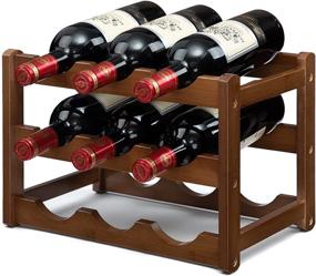 img 4 attached to 🍷 Stylish and Space-saving AbocoFur Bamboo Wine Rack - 3 Tier Freestanding Storage Shelf for 9 Bottles - Perfect for Kitchen, Bar, or Pantry!