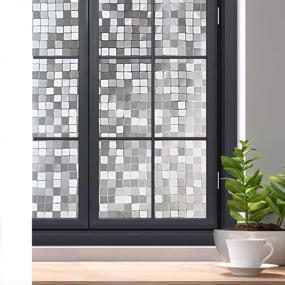 img 4 attached to rabbitgoo Privacy Window Film, 3D Decorative Window Clings with Easy Removal, No Glue Static Glass Door Stickers, Sun Block Anti-UV Window Tint for Home, Mosaic Pattern, 17.5 x 78.7 inches
