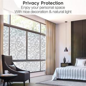 img 2 attached to rabbitgoo Privacy Window Film, 3D Decorative Window Clings with Easy Removal, No Glue Static Glass Door Stickers, Sun Block Anti-UV Window Tint for Home, Mosaic Pattern, 17.5 x 78.7 inches