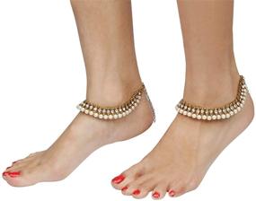 img 1 attached to 📿 Украшения Efulgenz Indian Jewelry Boho Crystal Anklets: Стильные босоножки для ногтей с кристаллами - комплект браслетов на щиколотку